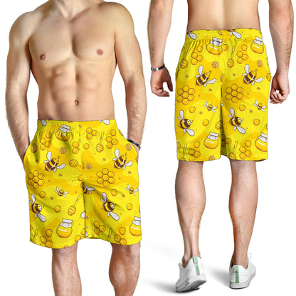 Bee Pattern Print Design BEE01 Mens Shorts