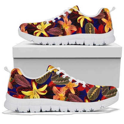 Lily Pattern Print Design LY014 Sneakers White Bottom Shoes