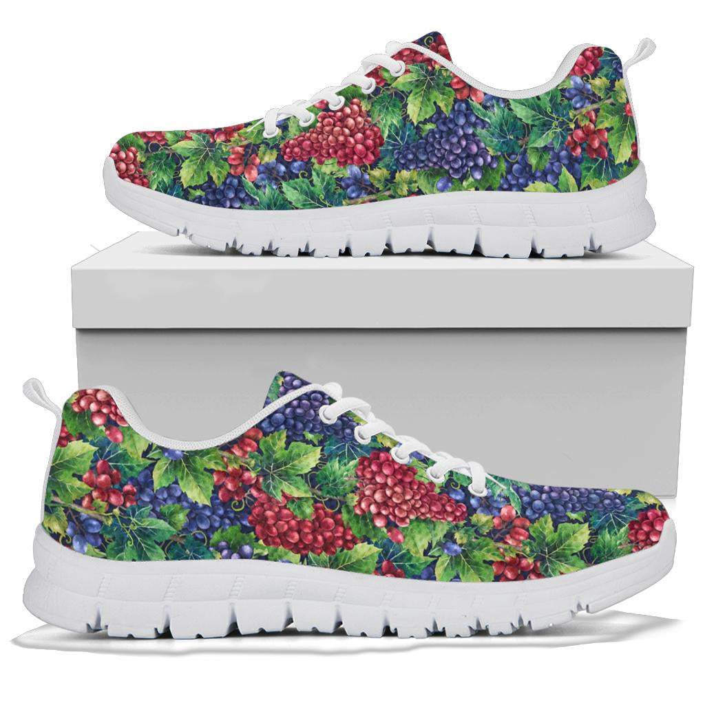 Grape Pattern Print Design GP02 Sneakers White Bottom Shoes
