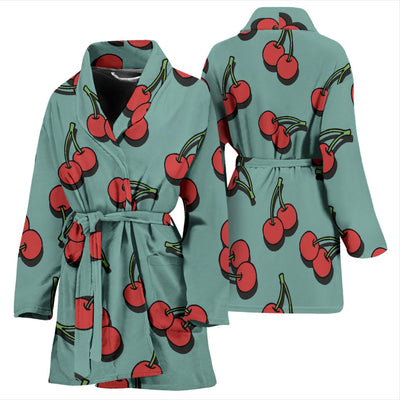 Cherry Pattern Print Design CH03 Women Bathrobe