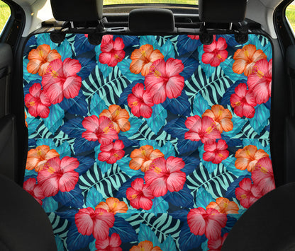 Red Hibiscus Pattern Print Design HB02 Rear Dog  Seat Cover