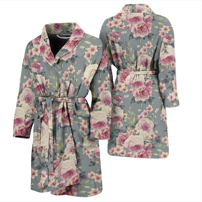 Peony Pattern Print Design PE05 Men Bathrobe