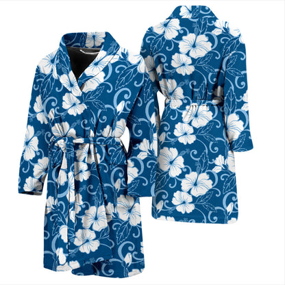 Hibiscus Pattern Print Design HB03 Men Bathrobe