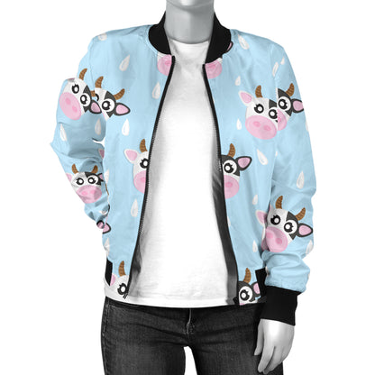 Cow Pattern Print Design 07 Women's Bomber Jacket