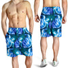 Blue Neon Sea Turtle Print Mens Shorts