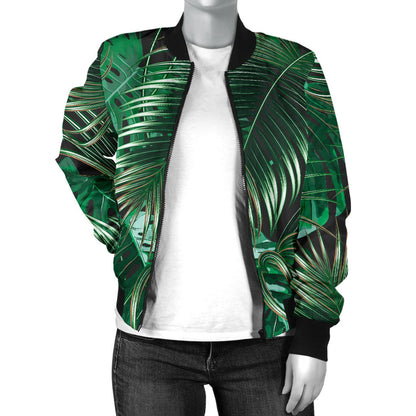 Tropical Flower Pattern Print Design TF012 Women Bomber Jacket