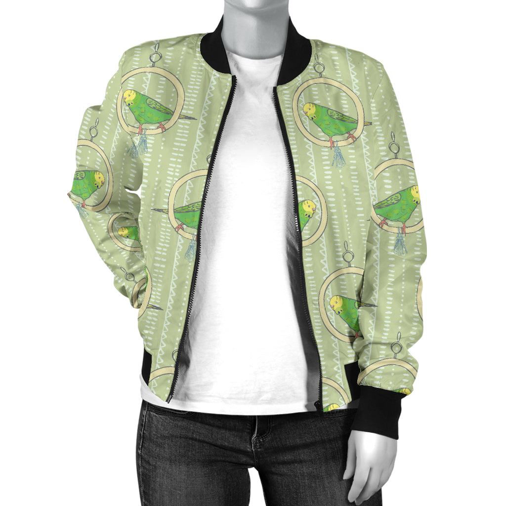Budgerigar Pattern Print Design 02 Women's Bomber Jacket