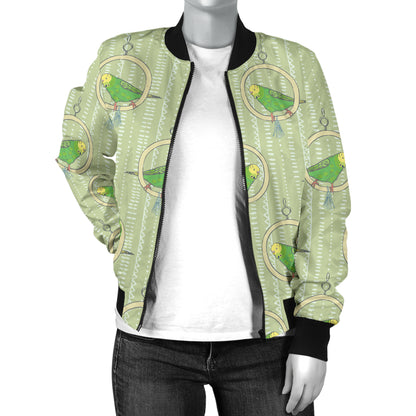 Budgerigar Pattern Print Design 02 Women's Bomber Jacket