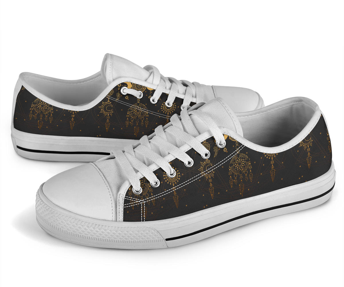 Sun Moon Boho Style White Bottom Low Top Shoes