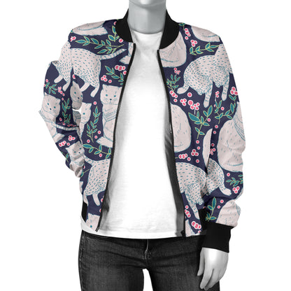 Cat Pattern Print Design 06 Women's Bomber Jacket