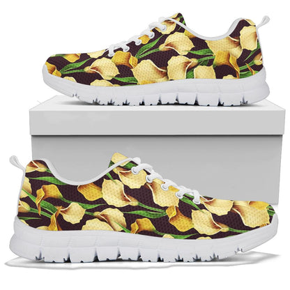 Lily Pattern Print Design LY013 Sneakers White Bottom Shoes
