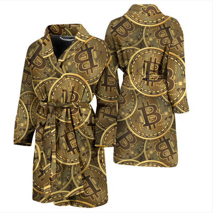 Bitcoin Pattern Print Design DO01 Men Bathrobe