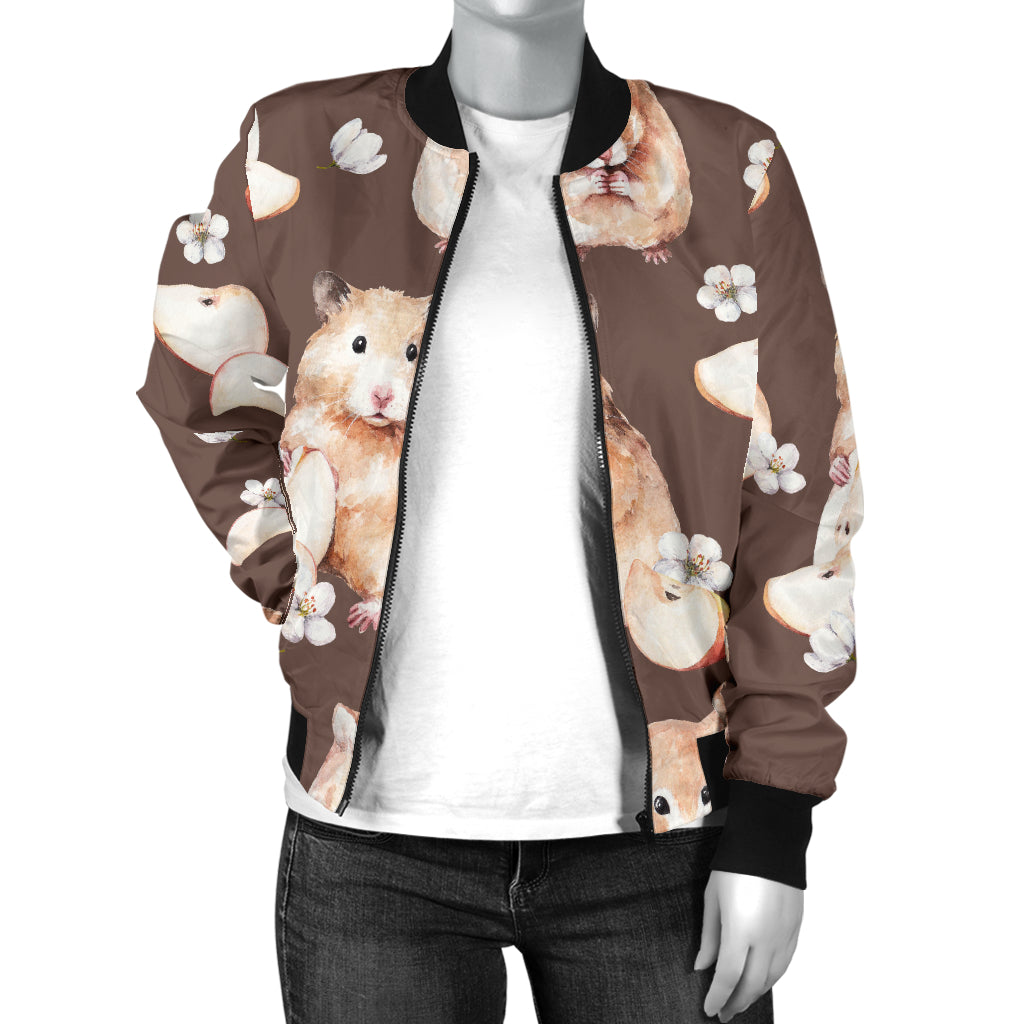 Hamster Pattern Print Design 03 Women's Bomber Jacket