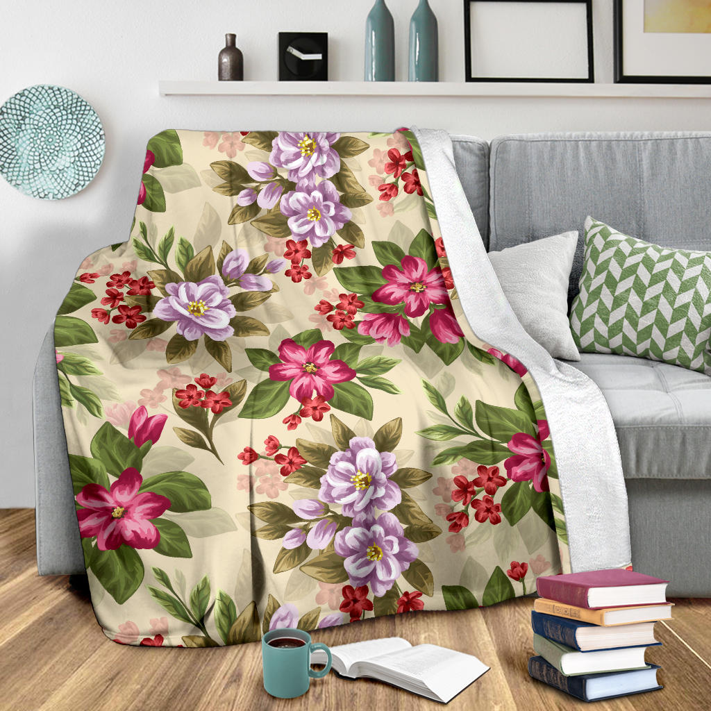 Summer Floral Pattern Print Design SF08 Fleece Blanket