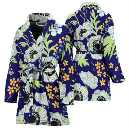 Anemone Pattern Print Design AM06 Women Bathrobe