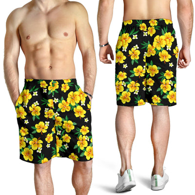 Yellow Hibiscus Pattern Print Design HB08 Mens Shorts