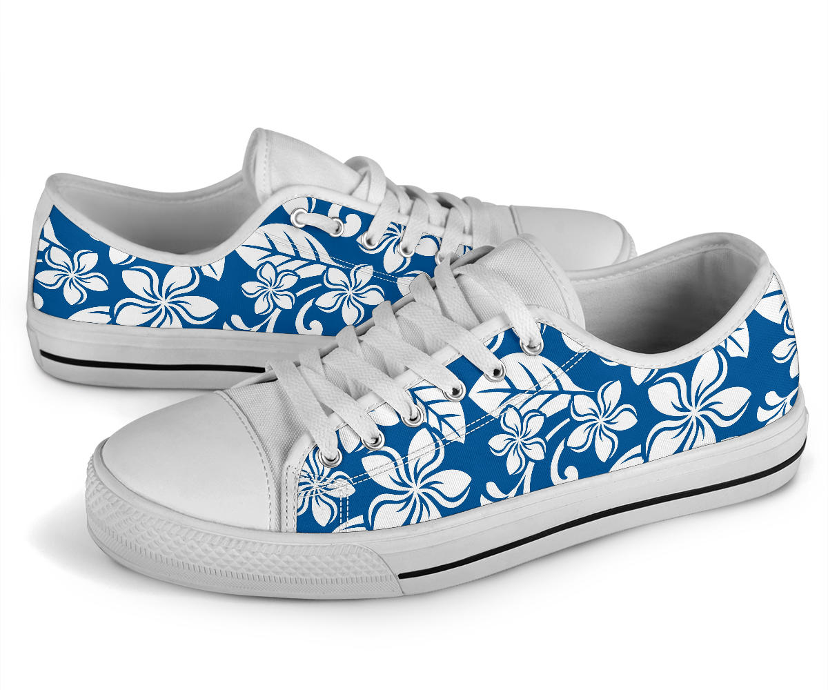 Plumeria Pattern Print Design PM013 White Bottom Low Top Shoes