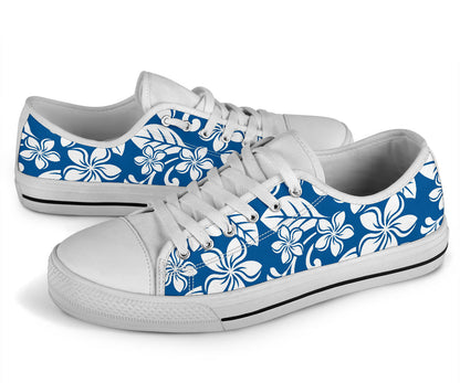 Plumeria Pattern Print Design PM013 White Bottom Low Top Shoes
