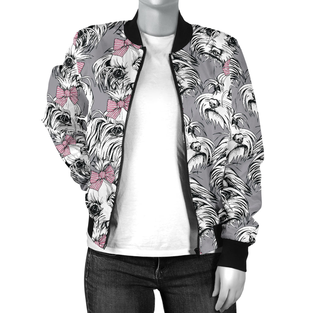 Maltese Pattern Print Design 01 Women's Bomber Jacket