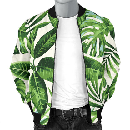 Tropical Flower Pattern Print Design TF013 Men Bomber Jacket