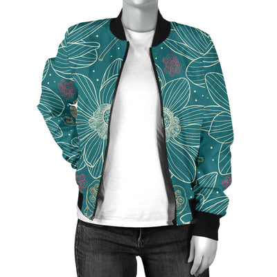 Lotus Pattern Print Design 01 Women's Bomber Jacket