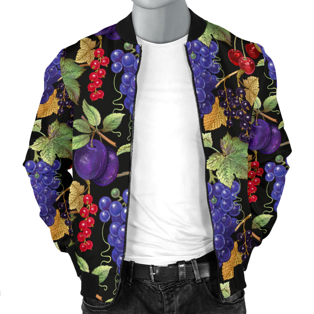 Grape Pattern Print Design GP05 Men Bomber Jacket
