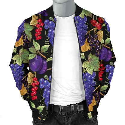 Grape Pattern Print Design GP05 Men Bomber Jacket