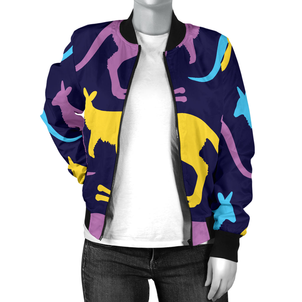 Kangaroos Pattern Print Design 02 Women's Bomber Jacket