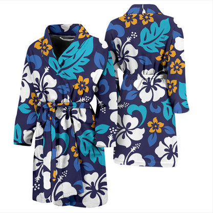Hibiscus Pattern Print Design HB030 Men Bathrobe