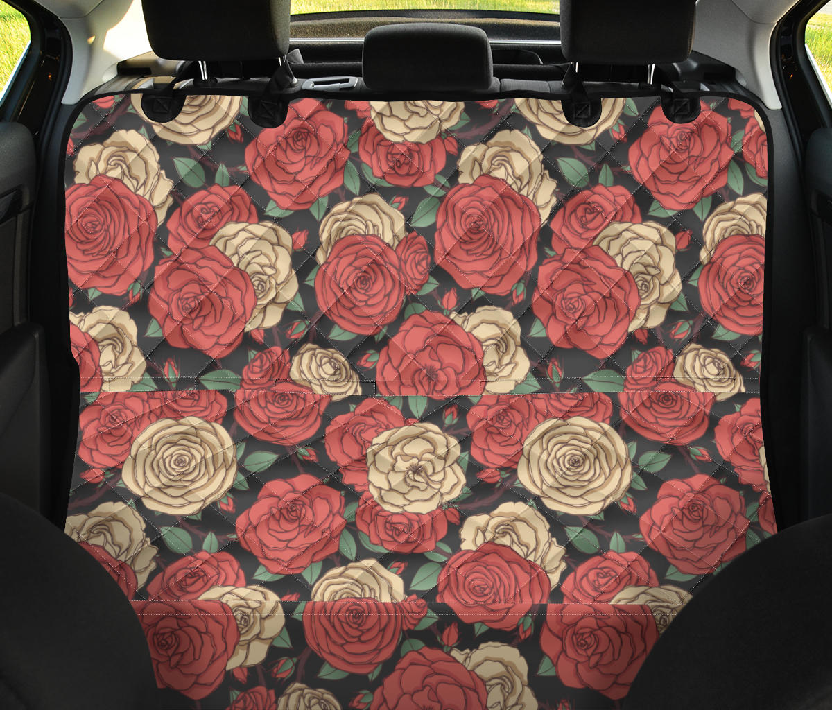Camellia Pattern Print Design CM01 Rear Dog  Seat Cover