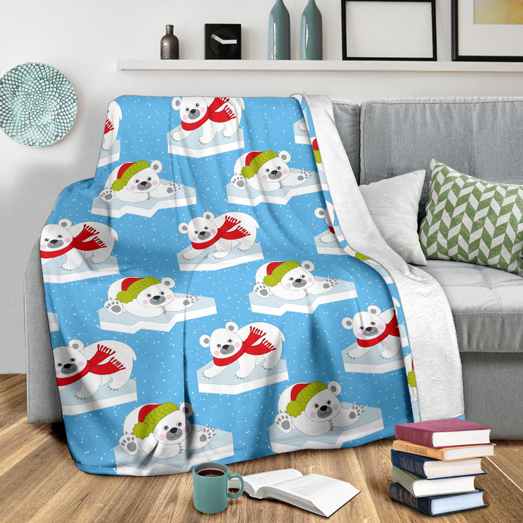 Polar Bear Pattern Print Design PB06 Fleece Blanket