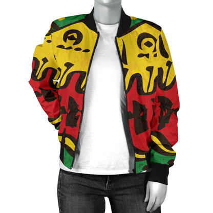 Rasta Pattern Print Design A01 Women's Bomber Jacket