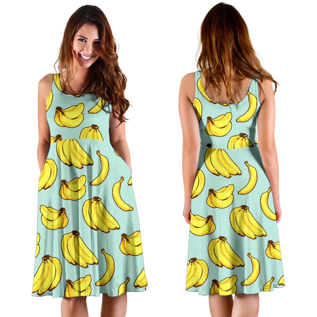 Banana Pattern Print Design BA04 Midi Dress