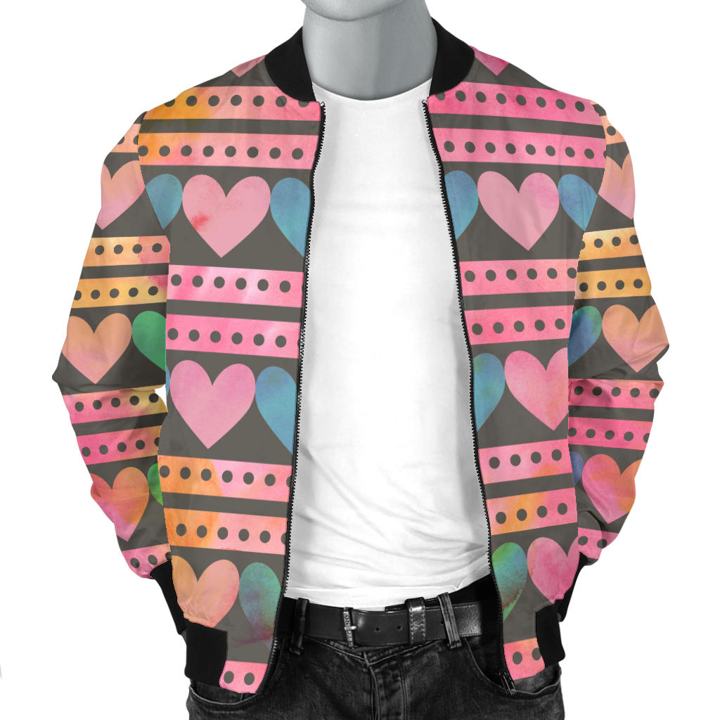 Heart Pattern Print Design HE010 Men Bomber Jacket