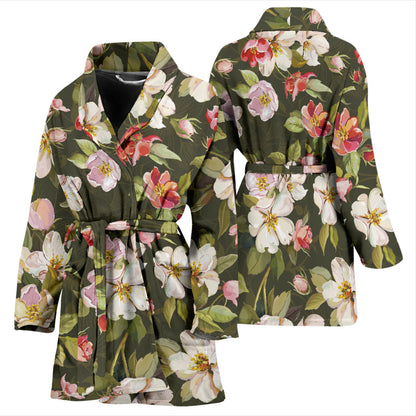 Apple blossom Pattern Print Design AB01 Women Bathrobe