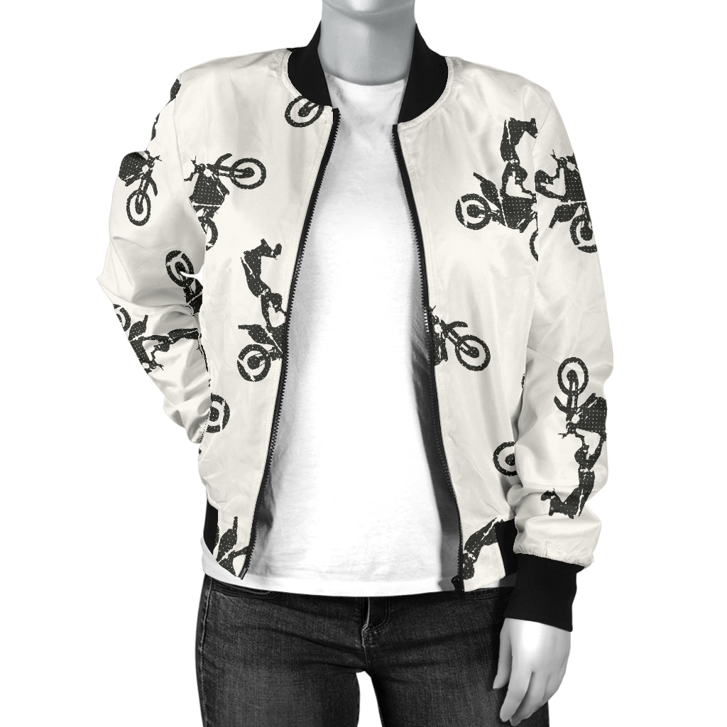 Motocross Pattern Print Design 03 Women's Bomber Jacket