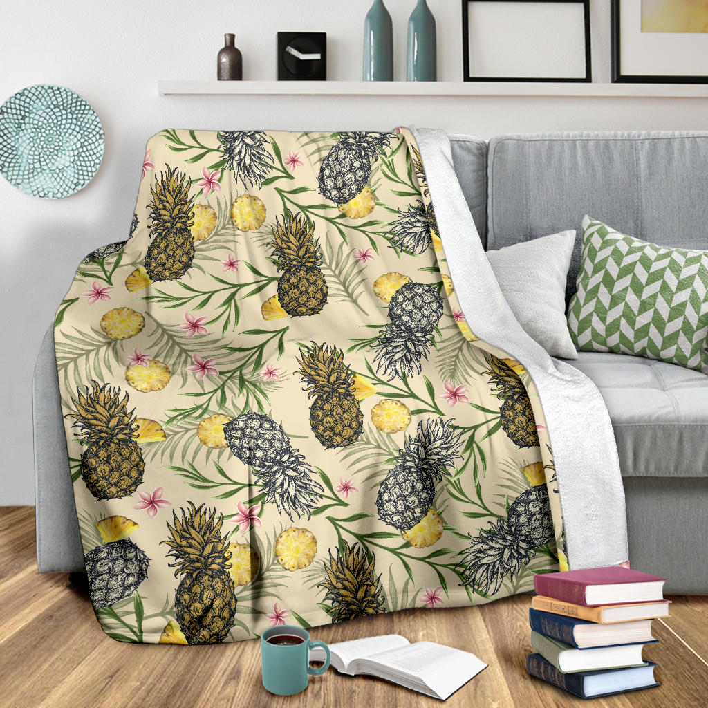 Pineapple Pattern Print Design PP012 Fleece Blanket