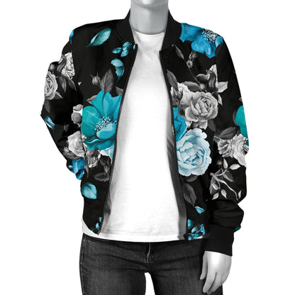Rose Pattern Print Design A02 Women's Bomber Jacket