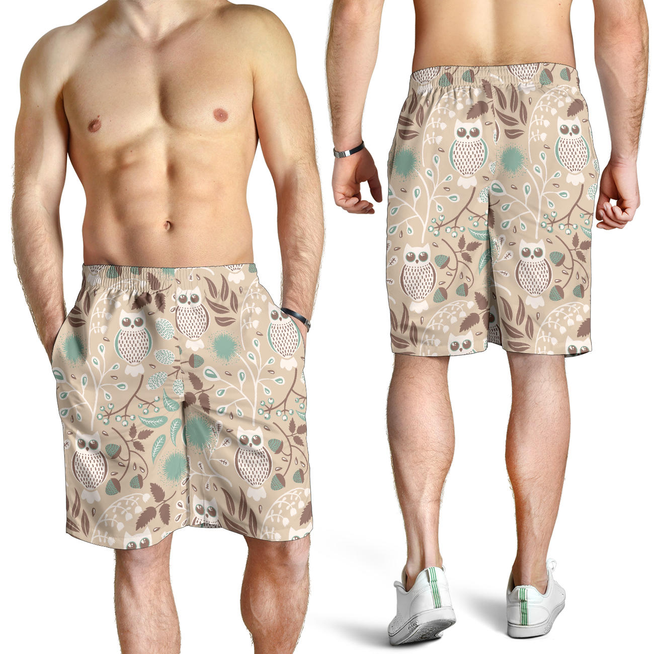 Owl Pattern Print Design A02 Mens Shorts