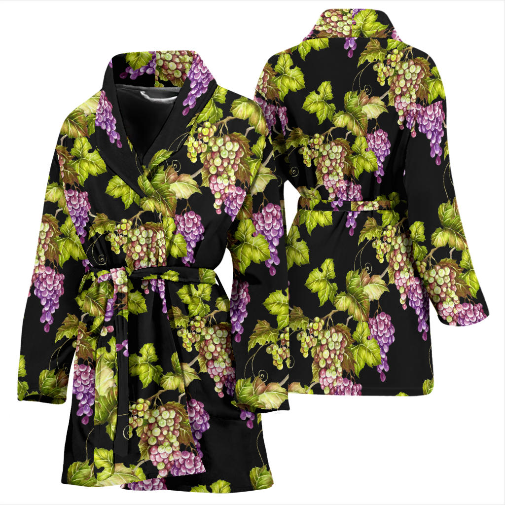 Grape Pattern Print Design GP04 Women Bathrobe