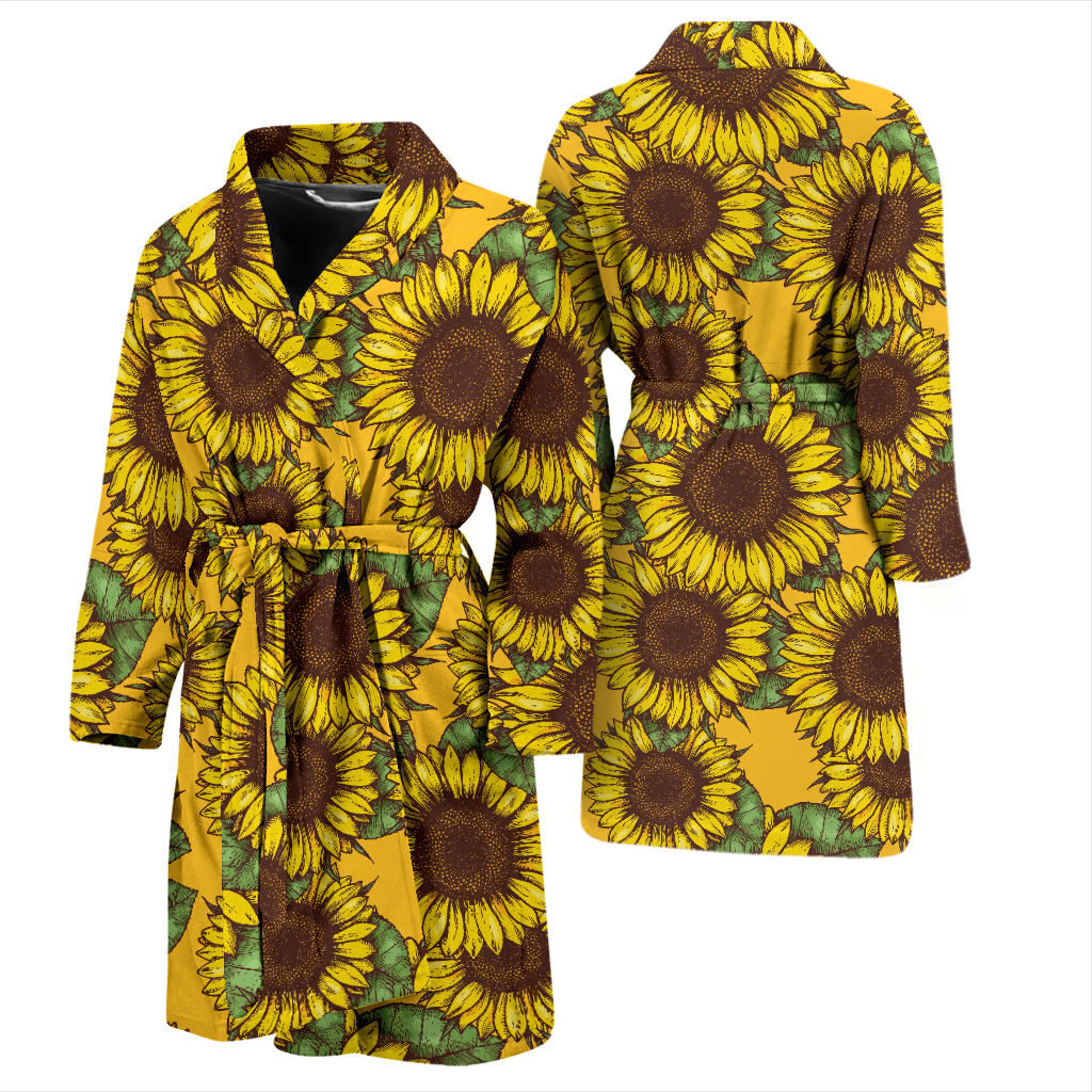 Sunflower Pattern Print Design SF04 Men Bathrobe