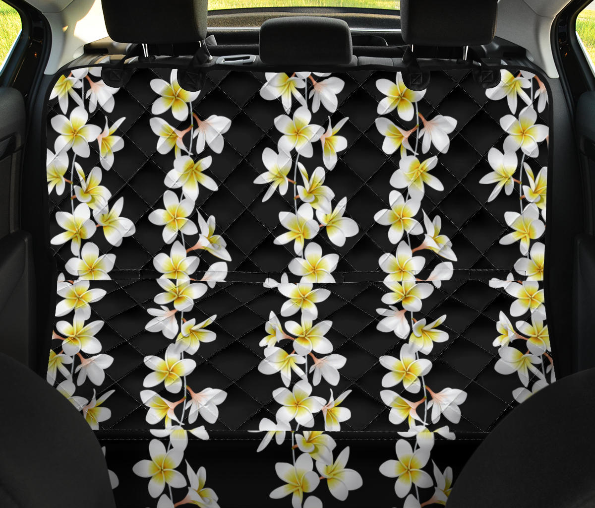 White Plumeria Pattern Print Design PM08 Rear Dog  Seat Cover