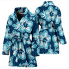 Blue Hibiscus Pattern Print Design HB011 Women Bathrobe