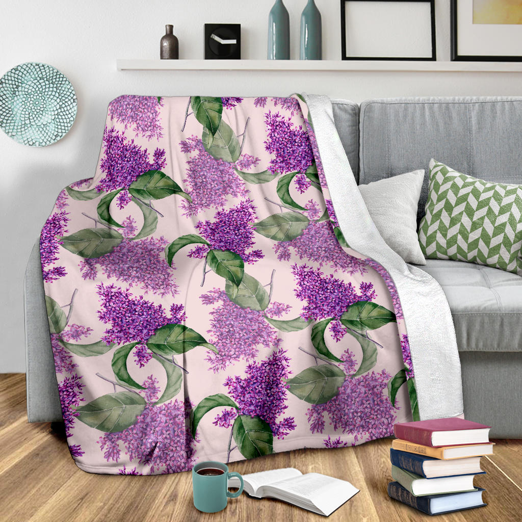 Lilac Pattern Print Design LI02 Fleece Blanket