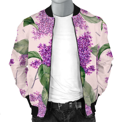 Lilac Pattern Print Design LI02 Men Bomber Jacket
