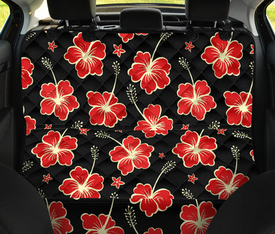 Red Hibiscus Pattern Print Design HB021 Rear Dog  Seat Cover