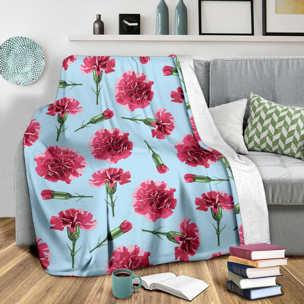 Carnations Pattern Print Design CN01 Fleece Blanket