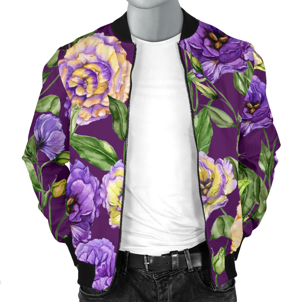 Lisianthus Pattern Print Design LT03 Men Bomber Jacket