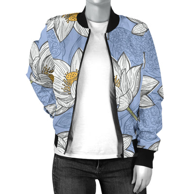 Lotus Pattern Print Design 04 Women's Bomber Jacket