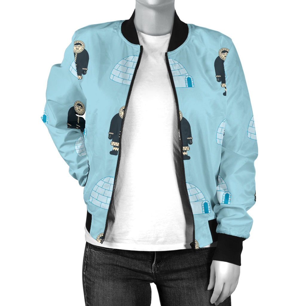 Eskimo Pattern Print Design 03 Women's Bomber Jacket